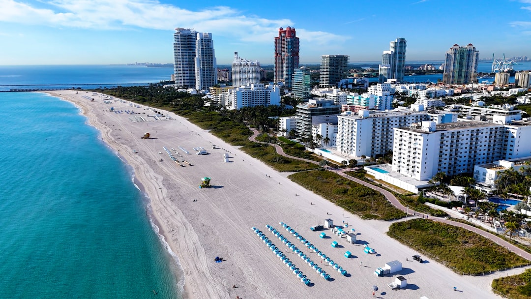 Aerial view of a South Florida luxury residential neighborhood on a sunny day.