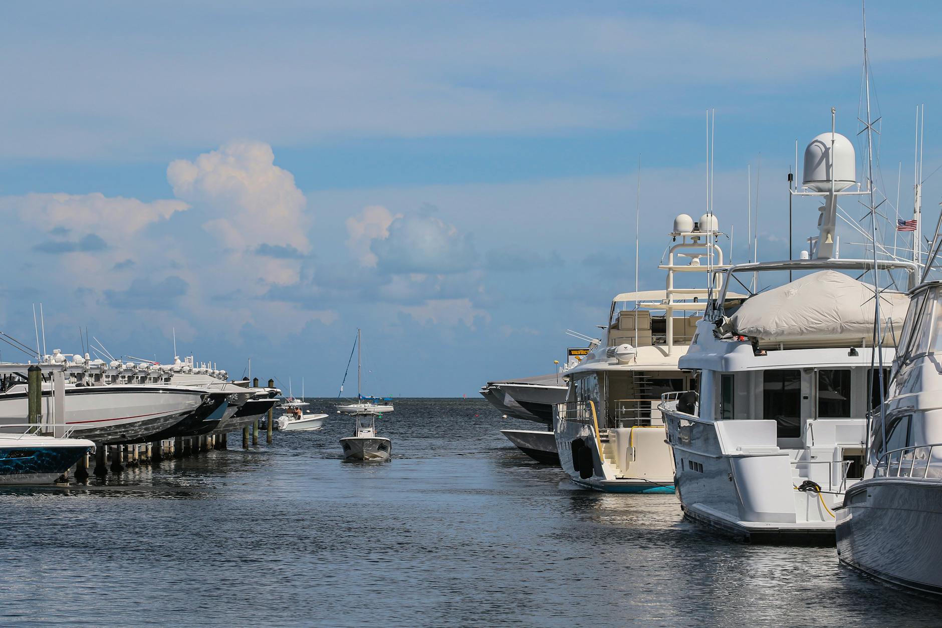 Private boat dock and lift at a luxury South Florida waterfront home.