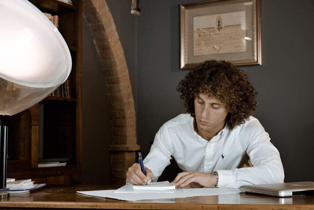 Real estate attorney reviewing closing documents with clients for a luxury Florida home purchase.
