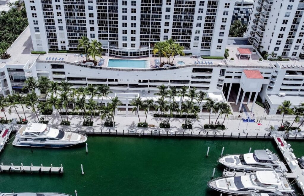 Luxury high-rise condominium building on the South Florida waterfront.