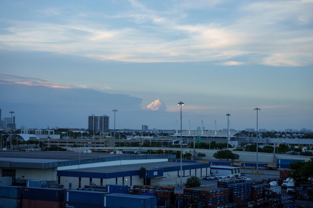 Aerial view of PortMiami cargo containers and shipping logistics operations.
