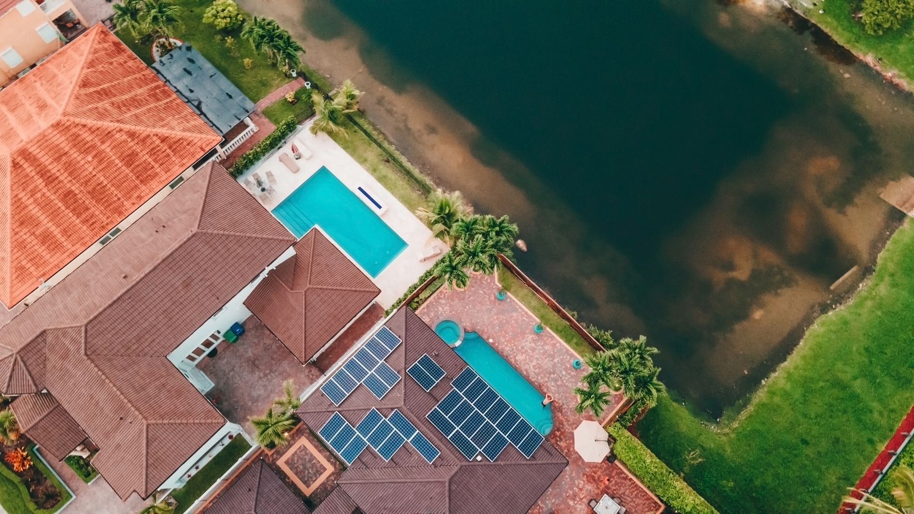 Luxury waterfront estate with pool and dock access in Miami, South Florida.