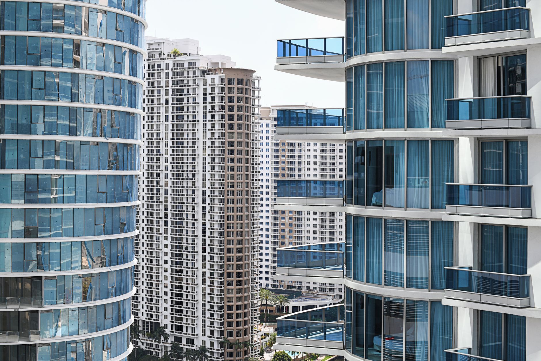 Luxury glass condominium towers in the Brickell area of Miami.