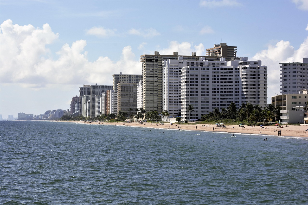 Luxury condominium building in South Florida with ocean view balconies.