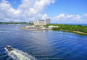 Luxury waterfront home in Fort Lauderdale with a private boat dock on a canal