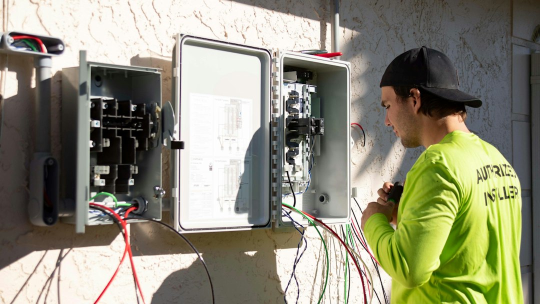 Inspector checking air conditioning equipment at a luxury Florida estate